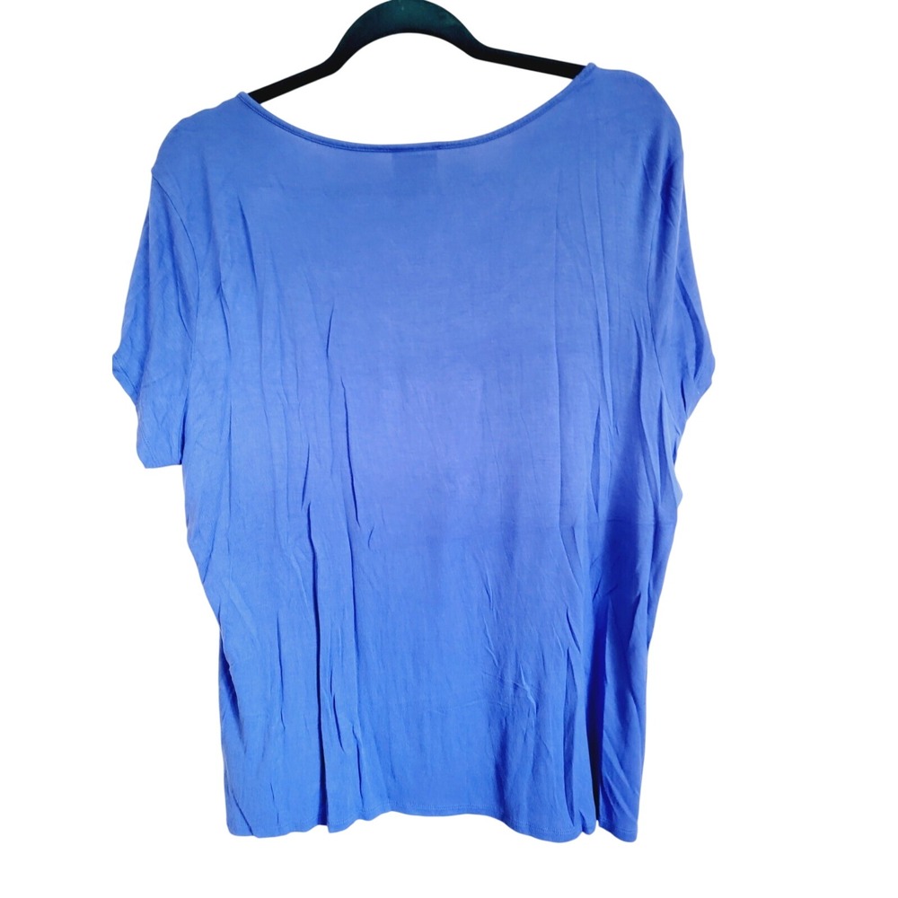 Jaclyn Smith Womens XL Blue Embellished Scoop Neck Short Sleeve Knit Top - Picture 5 of 10